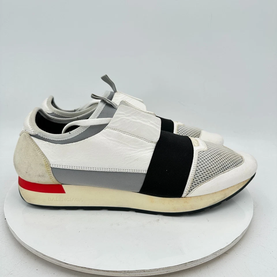 Balenciaga Tricolor Men Sz EU 45 US 12 White Leather Suede Mesh Race Runner Shoe - Image 4 of 4