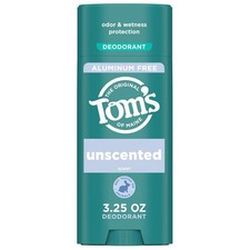 Tom  s of Maine Unscented Aluminum Free Natural Deodorant For Women  Men  Goe