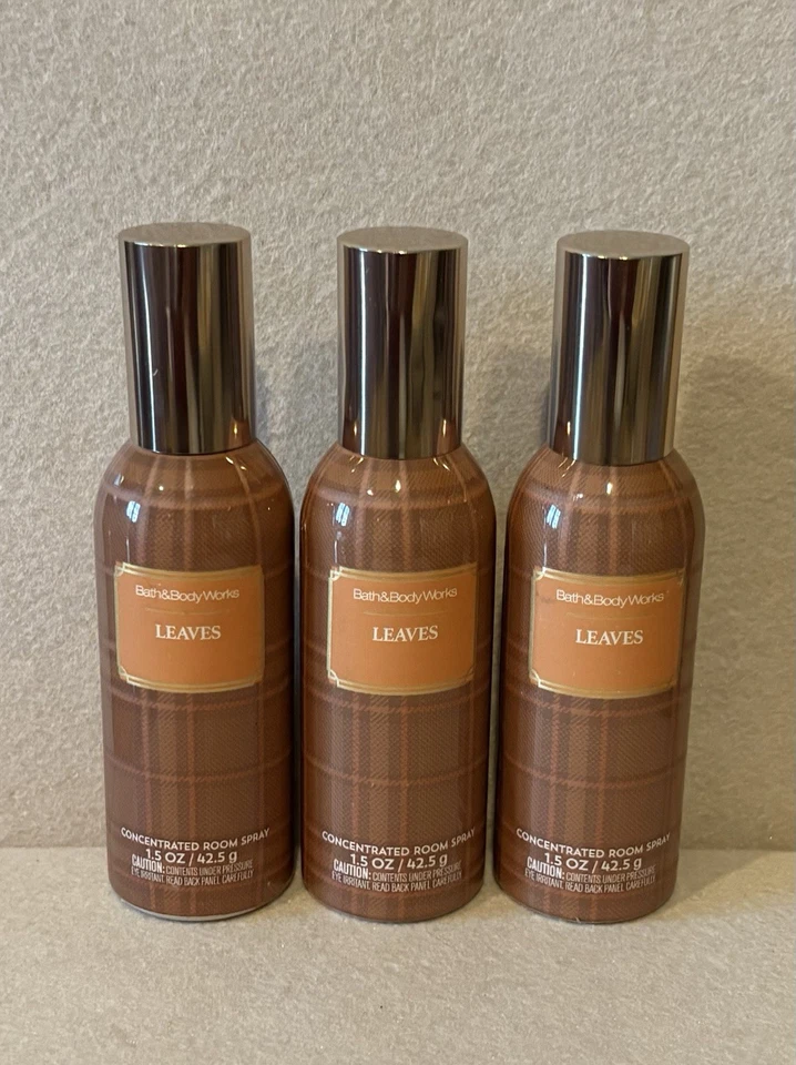 3 NEW BATH & BODY WORKS LEAVES CONCENTRATED ROOM SPRAY MIST AIR FRESHENER FALL