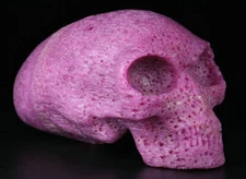 4.9 '' Red Corundum Carved Crystal Alien Skull, Realistic, Crystal Healing