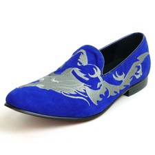 FI-7039 Royal Suede Embroidered Slip on Loafer Fiesso by Aurelio Garcia Shoes