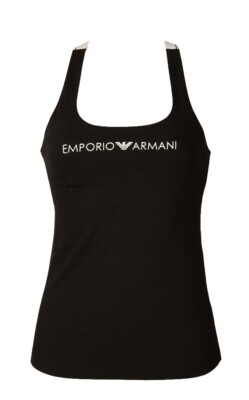 Armani Exchange Emporio Armani Canotta Blusa Bianca In Organza Con