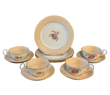Royal Grafton ABJ Vintage English Tea Set 12 Pc 8" Plate Cup & Saucer Svc for 4