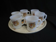 FIRE KING ESSO TIGER TRAY & 6 TIGER COFFEE MUGS