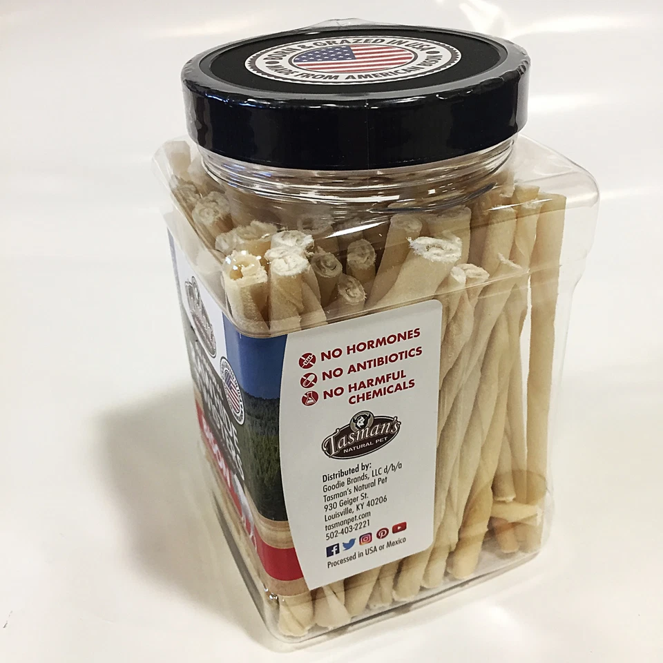 Premium American Buffalo Bison Rawhide Chews - 5" Twisters | 75 Count Jar | - Image 2 of 4