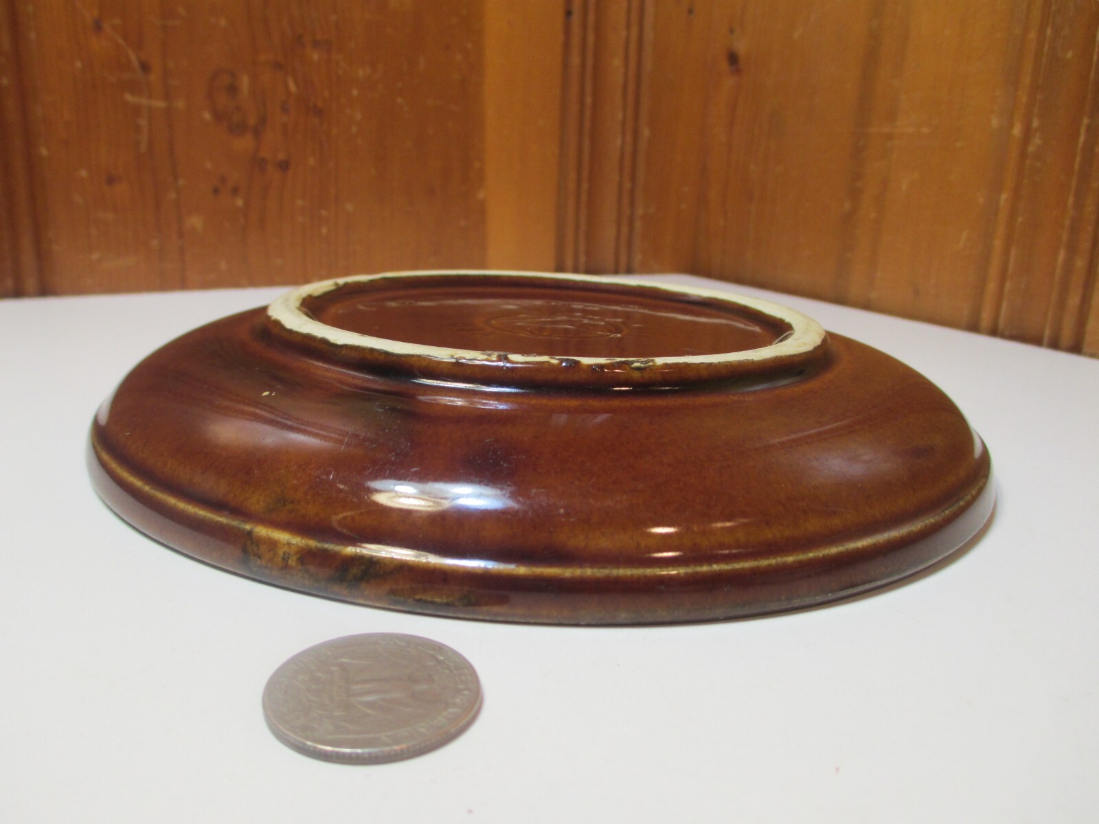 Vintage Kathy Kale Brown Drip Glazed Pottery 7 1/2" Salad Plate USA EUC