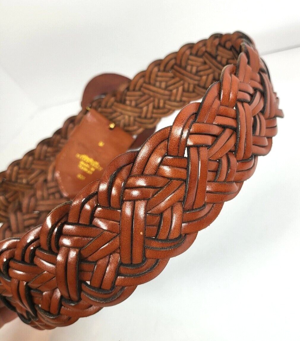 VTG Weaved Braided Leather Wide Waist Belt Linda Allard for  display picture 1
