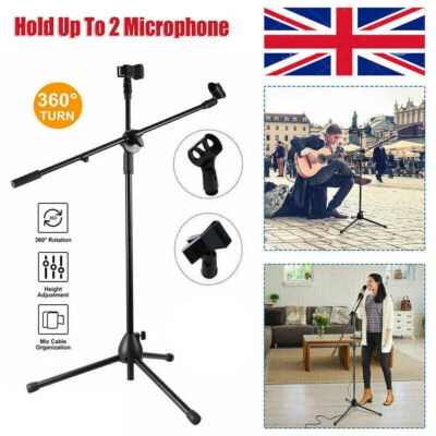 PROFESSIONAL BOOM MICROPHONE MIC STAND HOLDER ADJUSTABLE WITH MIC CLIP UK