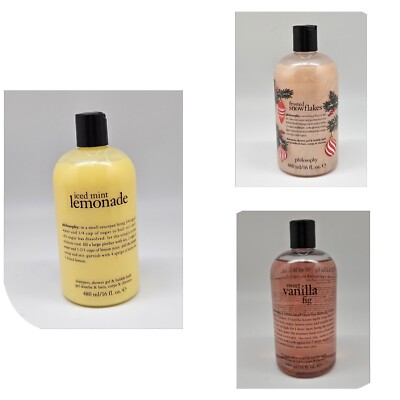 PHILOSOPHY 3 IN 1 Shampoo Shower Gel Bubble Bath 16 fl oz Each ~ Choose Scent