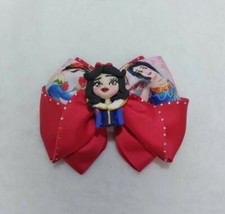 snow whithe hair bow with clay  , girl snow white bow