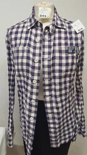 Superdry Co Long Sleeve Blue & White Check 100% Cotton Shirt Size Small (614)