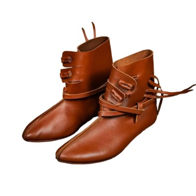 Wikinger Leder Stiefel Nordische Krieger Schuhe Mittelalter Stil Stiefel
