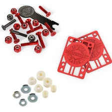 Independent Trucks Skateboard Hardware Blk/Red + Tool + Risers + Krux Bushings