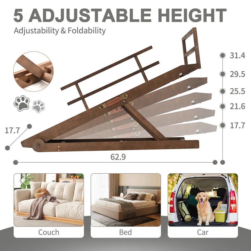 Dog Ramp Rubber Mat High Traction Ramp,5 Level Adjustable Folding Pet Ramp - Image 3 of 4