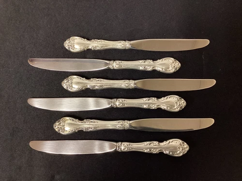 Gorham Melrose Set of 6 Sterling Silver Dinner Knives 9" No Monogram NM Cond.