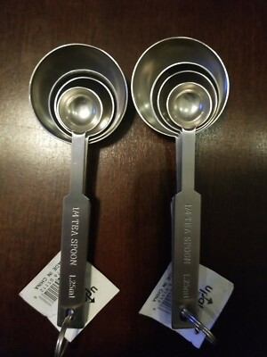 Lot of 2 - Update International MEA-SPDX Stainless Steel Measuring Spoon Set Hvy