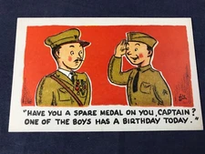 W3-56 VINTAGE MILITARY POST CARD - SPARE MEDAL CAPTAIN?