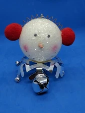 Raz Imports Snowman Head Christmas Ornament W/ red Ear muffs & silver bells
