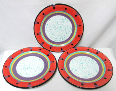 Treasure Craft Paradise Southwest Salad Snack Plate Set 3 Stoneware Pottery USA