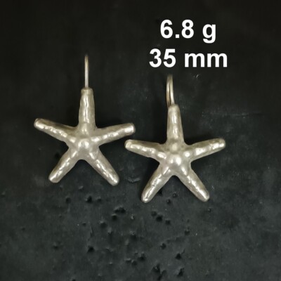 FINE SILVER EARRINGS CRAFT VINTAGE DANGLES 6g Tribal Inspired STARFISH #RE197