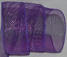 Deco Mesh Ribbon Metallic Purple 2.5" Halloween Fall Easter Wreath Gift Bow