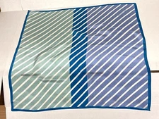 Vtg Geoffrey Beene Silk geometric  Square Scarf 22”- Turquoise, Aqua, Blue White