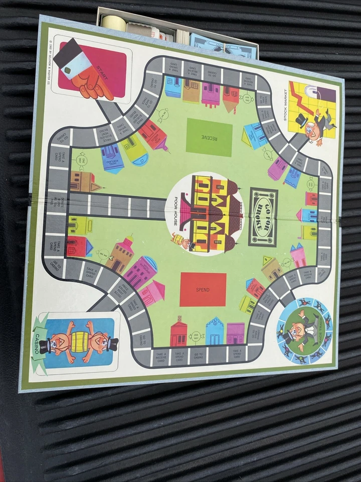 1977 Go For Broke Board Game Complete Original Box Pawns Dice Cup Made In USA - Image 3 of 4