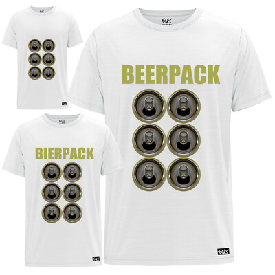EAKS  Herren T-Shirt Motiv: ''Bierdosen-Sixpack'' Fun Shirt Biertrinker Bierbauch