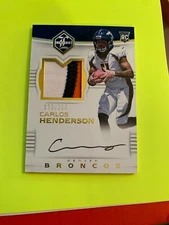2017 PANINI LIMITED FOOTBALL CARLOS HENDERSON 173/299 RPA ROOKIE 3 CLR PATCH AUT