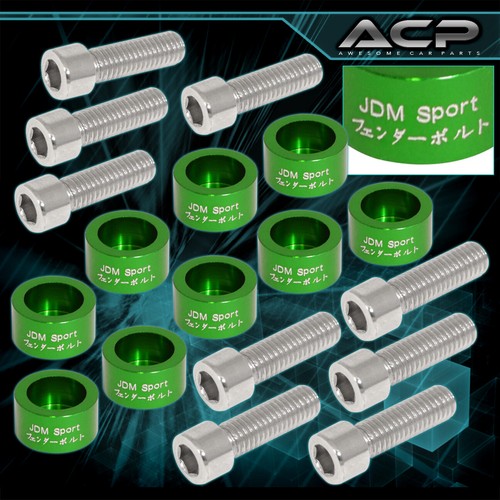 JDM K-Series For Acura Cam Cap/6mm Cup/Header/Fender/Valve Washers+Bolt Green - Picture 4 of 6