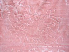 Vtg Thick Plush Kitten Cat Baby Blanket Pink