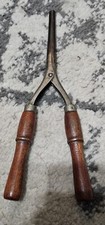 Antique 1920s Stove Heated Curling Iron with Wood Handles