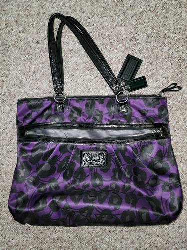 coach purple leopard purse
