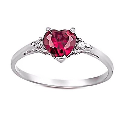 Sterling Silver 0.81ct Heart Cut Ruby-Red Ice CZ and IOF CZ Promise Ring, Ranae