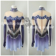 Ice Skating Adult Figure skating Dress Gymnastics Costume purple dyeing