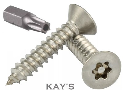 KONTERSENK SICHERHEITSSCHRAUBEN TORX SELBSTGEWINDELT HOLZ EDELSTAHL Nr. 6,8,10,12