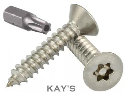 KAYFAST TORX COUNTERSUNK SECURITY SCREWS WOOD SELF TAPPING STAINLESS STEEL #6 #8 #10 #12