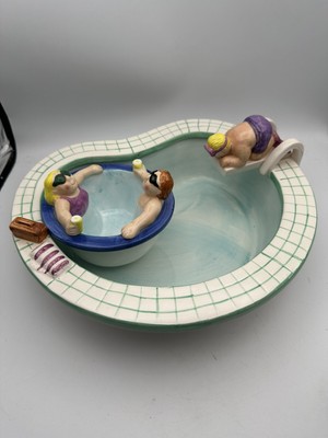 Lotus 1995 Chip and Dip Bowl Swimming Pool Party Hot Tub Ceramic Set Vtg Retro | eBay