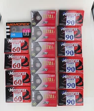 Lot of 6 BASF &  11 Memorex Audio Cassettes - all sealed / 60 & 90