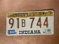 1983 Indiana License Plate Hoosier State # 91 B 744 White County