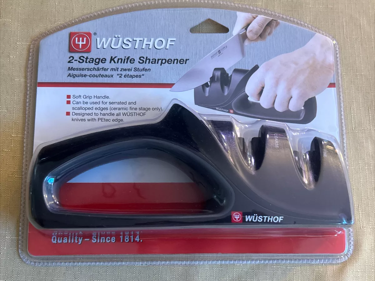 Wusthof 2-Stage Knife Sharpener with Coarse and Fine Sharpening-Sealed-Free  Ship