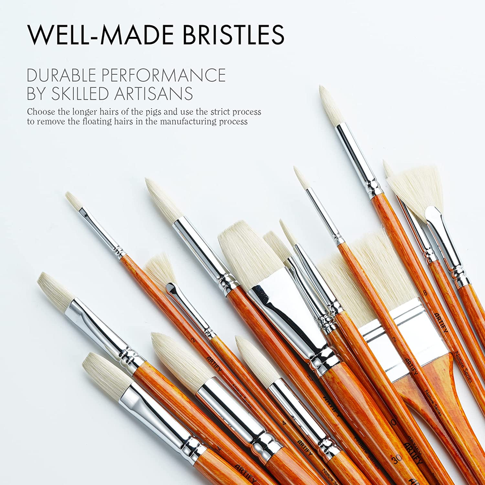 ARTIFY Oil Paint Brushes Set, 15Pcs Professional Natural Chungking