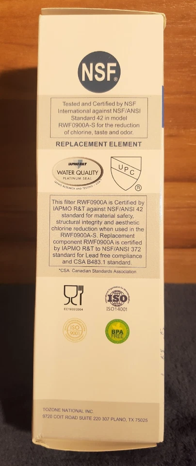Filtro de agua para refrigerador GOLDEN ICE PURE RWF0900A repuesto Maytag/Whirlpool Foto 3 de 4