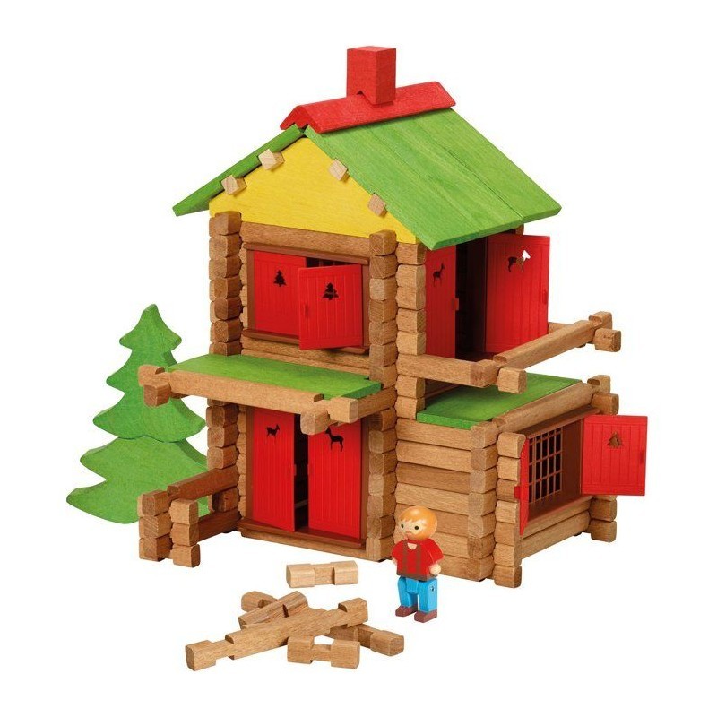 Chalet en bois Jeujura de 165 pièces jeu de construction pour enfant dès 5 ans