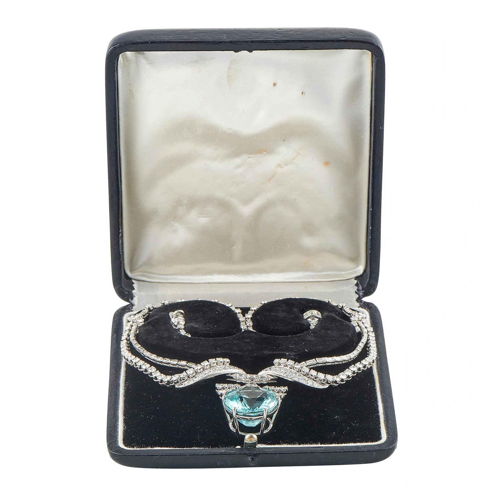 Vintage Platinum 20.0ct Diamond and Paraiba Tourmaline Necklace image 4