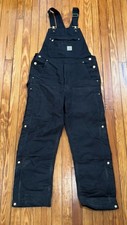 Carhartt 104393 BLK Loose Fit Overall Quilt Lined Firm Duck Insulated Sz Medium