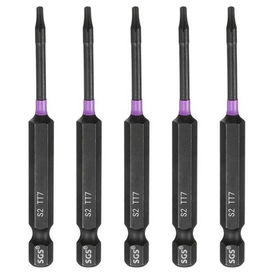 5pcs TT7 Torx Impact Screwdriver Bit 1/4'' Hex Shank 3'' Long Magnetic with Hole