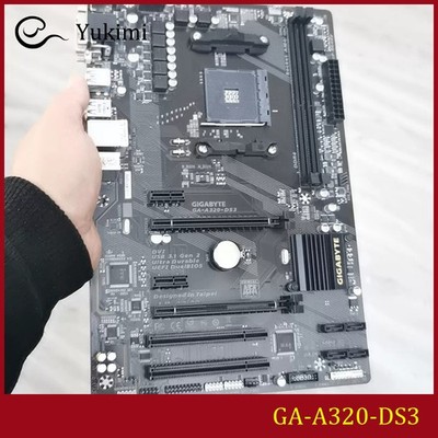 FOR GIGABYTE GA-A320-DS3 DDR4*2 32GB AM4 AMD VGA DVI-D ATX Ｍotherboard Test OK