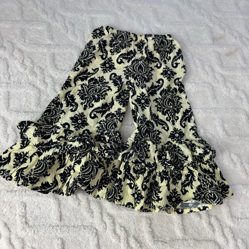 Persnickety Paisley Ruffle Hems Pants Girls Size 5 Years Old Casual Pullon Cottn - Picture 2 of 11
