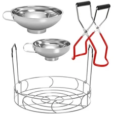 Cedilis 4 Pieces Canning Kit, 1PC Canning Rack+ 1PC Jar Lifter Tong+ 2PC Funn...